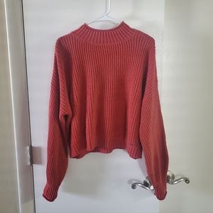 red orange high neck Hollister sweater